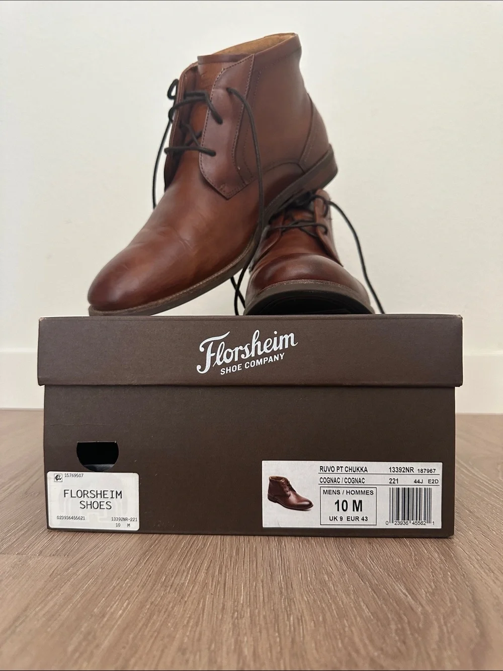 Florsheim Cognac Brown Leather Chukka Boots